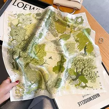 2024 Шарф 100% Шелк Бандана Женские Квадратные Шарфы Обертывание Косынка Шелковица Весна Высокое Качество Повязка На Голову Хиджаб Шали Платки Голова