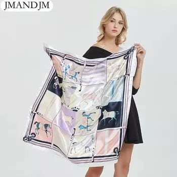 2024 шелковые шарфы повязка на голову шарфы шейный шарф для женщин шелковый шарф с цепочкой женская декоративная шаль 90cm