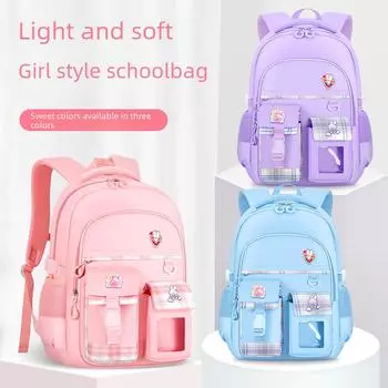 2024 Школьный ранец в клетку для девочек, легкий, с поддержкой позвоночника, большой вместимости, для детей 6-12 лет.