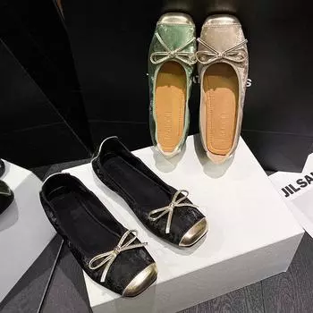 2024 Shoes for Women Flat Shoes Girl Casual Boat Shoes Comfortable Fashion Slip-on Loafers 34 чёрный