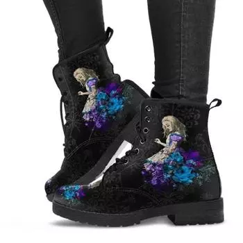 2024 Skull Flower Print High-Top Sneakers Women Boot Autumn Winter Fashion Woman Ankle Boots Adult Botas Mujer Plus Size 43 Goth 35