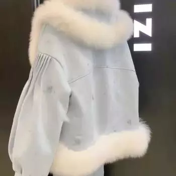 2024 сладкий и нежный ветер высококачественный сшитый меховой плащ женский осень и зима новый молодой топ S