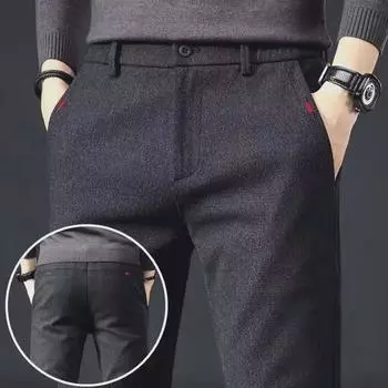 2024 Slim Fit Straight-Leg Sanded мужские повседневные брюки - универсальный деловой стиль 30 синий