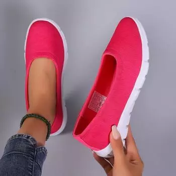 2024 Slip on Woman Sneakers Autumn Mesh Female Flats Light Shallow Walking Shoes for Women Outdoor Ladiers Casual Sneaker 37 красный