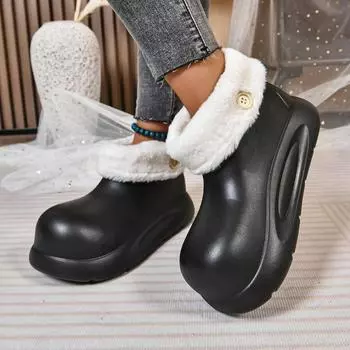 2024 Slippers Men Winter Warm Plush EVA Platform Slides Shoes Unisex Men Women Indoor Winter Shoes Rain Ankle Boots for Women 36 бежевый