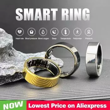 2024 Смарт-кольцо для мужчин и женщин, водонепроницаемое, пульсометр, кислород в крови, монитор здоровья сна, спортивное фитнес-кольцо для Android IOS Android 7 чёрный