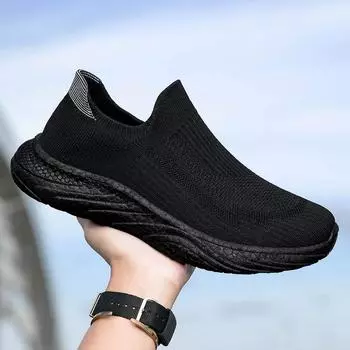 Кроссовки 2024 года, мужские летние, без застежек, дышащие, сетчатые, с подошвой Fly-Woven, мужские, на одну ногу, легкие, повседневные, мужские туфли 36