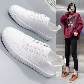2024 Sneakers Women Casual Shoes New Spring Embroidered Platform Shoes White Breathable Lace-Up Sneakers Flat Shoes Plus Size 43 35 белый