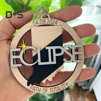 2024 Солнечное Затмение Украшение Стен Дома Офис Гостиная Крытый Открытый Деревянный Орнамент Затмения Подвеска Любителей Астрономии Подарок На Память A