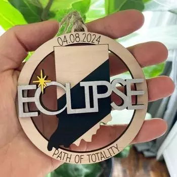2024 Солнечное Затмение Украшение Стен Дома Офис Гостиная Крытый Открытый Деревянный Орнамент Затмения Подвеска Любителей Астрономии Подарок На Память H