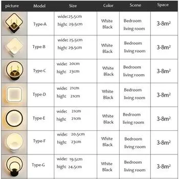 2024 Спальня Прикроватная Светодиодная Настенная Лампа Современные Круглые Светильники Для Коридора Освещения Для Гостиной Минималистская Люстра С Подсветкой Warm light