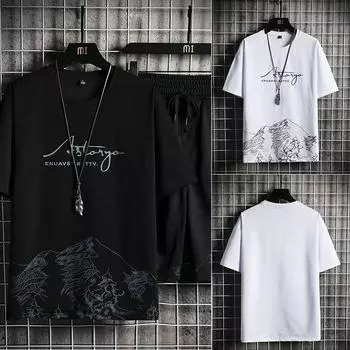 2024 Спортивный костюм для отдыха, Мужская мода, замена летнего мужского костюма M белый