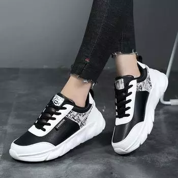 2024 spring and autumn black leather casual sports shoes women s casual travel shoes lightweight fitness running shoes 35