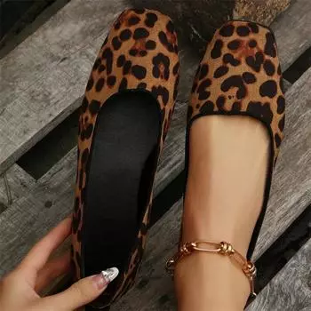 2024 Spring and Autumn Fashionable Comfortable Elegant Versatile and Wear-resistant Casual Flat-soled Leopard Print Shoes 35 цветной печати леопарда