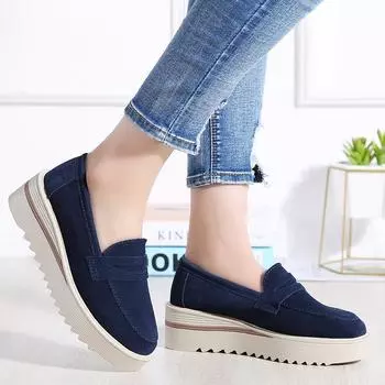 2024 Spring and Autumn Loafers Lazy Shoes Women s One-Foot Pedal Korean Version Casual Shoes Muffin Shoes Wedge Heel Women s Single Shoes 35 красный