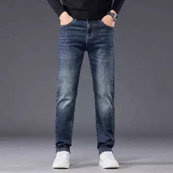 2024 Spring And Autumn Men S Premium Jeans Slim Fit Straight Leg Pants Business Stretch Washed Pants 28