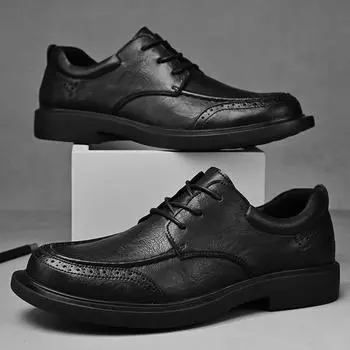 2024 Весна и осень Новые британские деловые туфли ручной работы из натуральной кожи Мужская трендовая универсальная повседневная обувь с мягкой подошвой 38