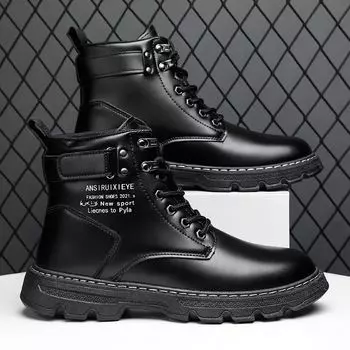 2024 Spring and Autumn New High Barrel Korean Edition Simple Board Shoes with Thick Soles Increased Durability, and Casual Shoes 39 чёрный