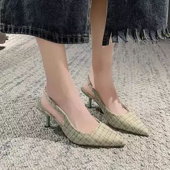 2024 Spring and Autumn New High Heel Women s Shoes A Small Crowd with Pointed Thin Heels and Shallow Mouth Sexy Single Shoes 35 чёрный