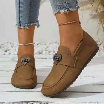 2024 Spring and Autumn New Hot-selling Versatile Solid Color Casual Flat-soled Slip-on Women s Loaf Casual Shoes for Women 36 коричневый