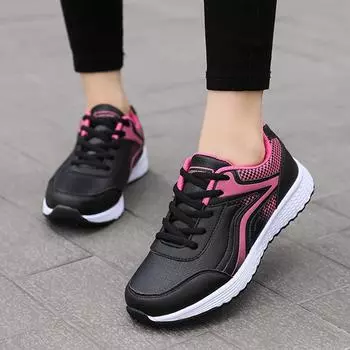 2024 Spring and Autumn New Leather Waterproof Casual Sneakers Women s Lightweight Versatile Non-Smooth Flat Bottom Mom Travel Shoes 35