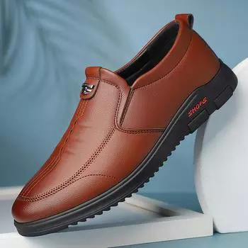 2024 Spring and Autumn New Men s Daily Casual Leather Shoes Men s Soft Sole Soft Surface Middle-aged Dad Shoes Sneakers 6270 38 чёрный