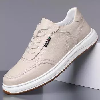 2024 spring and autumn new men s casual leather shoes leather breathable soft leather soft sole first layer cowhide casual men s shoes 38 чёрный