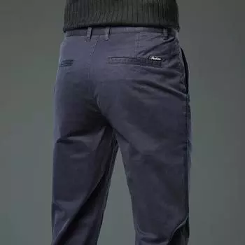 2024 Весна и осень Новый продукт Мягкие/Обычные Высококачественные повседневные брюки для мужчин, облегающие прямые деловые брюки, модные брюки 28 чёрный