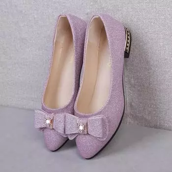 2024 Spring and Autumn Season Large Women s Flat Heel Soft Sole Work Single Shoes Bow Leisure Comfortable Women s Flat Shoes 35 фиолетовый