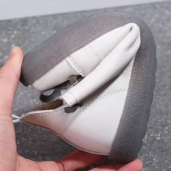 2024 Spring and Autumn Two-layer leather high-top leather boots Flat-soled short boots High-top little white shoes Sports women s board shoes 35 чёрный