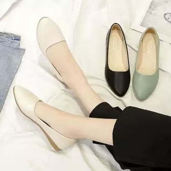 2024 spring and autumn women s shoes flat shoes women s single shoes comfortable and fashionable new pointed soft sole one pedal Doudou shoes 35 чёрный