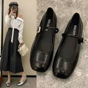 2024 spring and summer Internet celebrities small people show high single shoes fried street high value foreign style versatile flat shoes comfortab 35