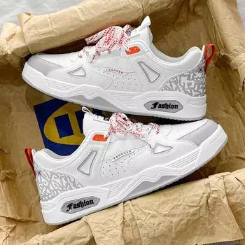 2024 spring and summer live broadcast leather platform sneakers AJ4 breathable niche trend live broadcast catwalk ins men s shoes 39 бежевый