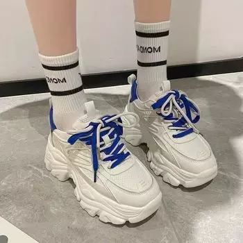 2024 spring and summer new heightening dad shoes women s trendy mesh explosion breathable student small fashion sneakers women 35 зелёный