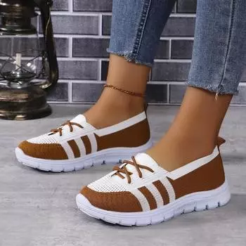 2024 spring and summer new single shoes women s European and American foreign trade flat bottom round head comfortable mesh flying woven sports 36 синий