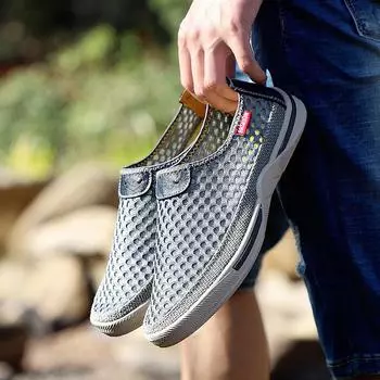 2024 spring and summer sports men s shoes large size driving shoes outdoor mesh men s shoes one pedal Doudou shoes 38 чёрный