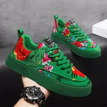 2024 spring and summer student Japanese Harajuku sports and leisure shoes Northeast big flower tide board shoes canvas men s shoes 39 зелёный