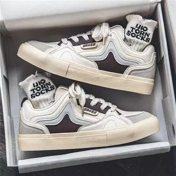 2024 spring and summer white shoes men s shoes European station casual tide board shoes men s low-top breathable student sports board shoes 39
