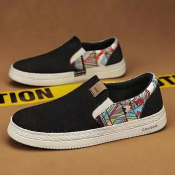 2024 spring canvas shoes casual board shoes ethnic style men s one-pedal lazy old Beijing cloth shoes trendy men s shoes 39