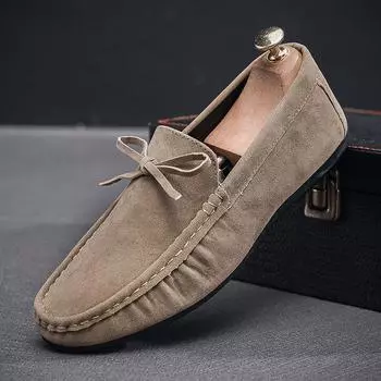 2024 spring Doudou shoes men s driving one-pedal men s shoes British style soft-soled casual leather shoes men s loafers 39