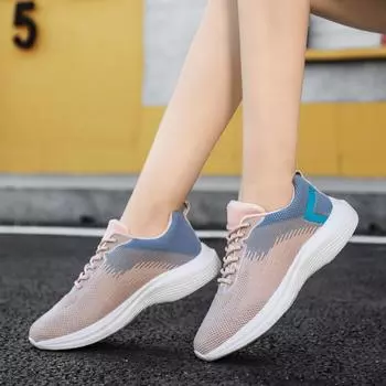 2024 spring fly-woven mesh shoes casual sports shoes elderly walking shoes outdoor lightweight running mother shoes 35 зелёный