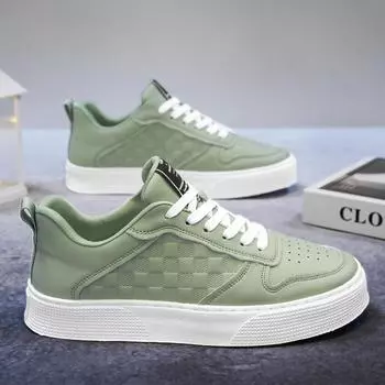 2024 spring Guochao live broadcast niche thick-soled leather board shoes Hong Kong style plaid wind breathable shoes muffin shoes men s shoes tide 39 чёрный