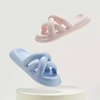 2024 Spring Ladies Footwear Flat New Summer Women Indoor Home Womens Knitted Slippers Non Slip House Shoes 36-37 чёрный