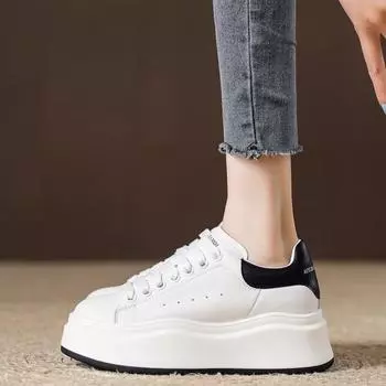 2024 Spring Luxury Women Casual White Leather Vulcanize Sneakers Flat Platform Shoes Women Designer Sneakers 2024 Running Shoes 35 красный