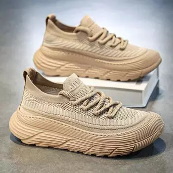 2024 spring men s shoes new flying woven versatile casual simple breathable one-pedal sports mesh shoes trendy casual shoes 39 хаки