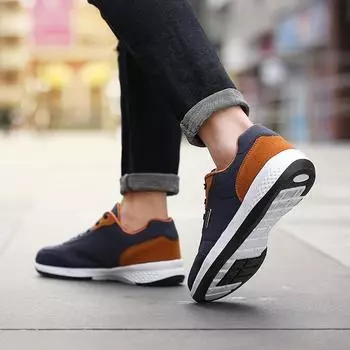 2024 Spring Men Shoes New Lace-Up Man Fashion Microfiber Leather Shoes Men Casual Shoes Black White Outdoor Men s Sneakers603 6.5 синий