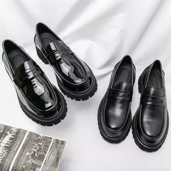 2024 spring new business men s shoes fashion open smile foot leather shoes versatile thick-soled black casual shoes men 38