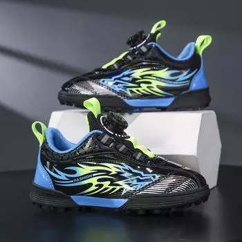 2024 spring new children s football shoes men s and women s non-slip breathable rotating buckle lace-free youth non-slip football shoes 31