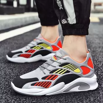 2024 spring new dad shoes fashionable breathable running men s shoes comfortable men s sports shoes 39 черный серый