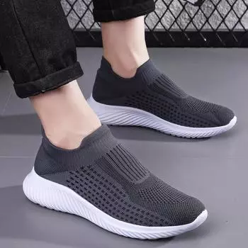 2024 Spring New Fashion Casual Mesh Shoes Comfortable, Light and Breathable Men s Flat Vulcanized Shoes Zapatillas Hombre 39 чёрный
